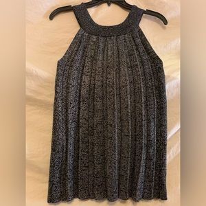 ✨⚡️💥 M. K. M Design Sparkly Metallic Black Pleated Halter Neckline Top Sz S